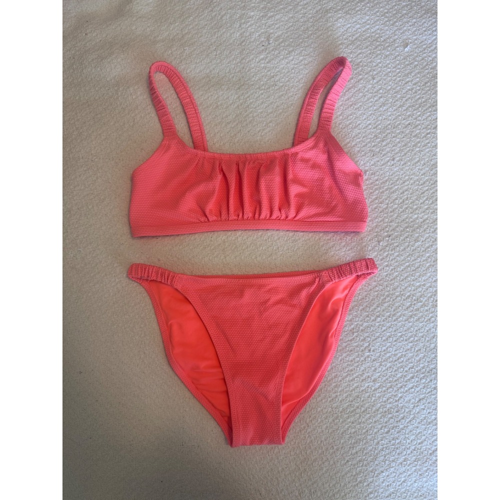 Aeropostale Coral Pink Textured Honeycomb Pique Bikini Set Cheeky Two Piece M